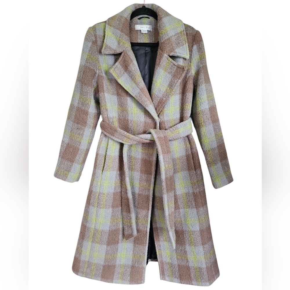 Noize Plaid Trench Coat with Belt